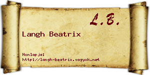 Langh Beatrix névjegykártya